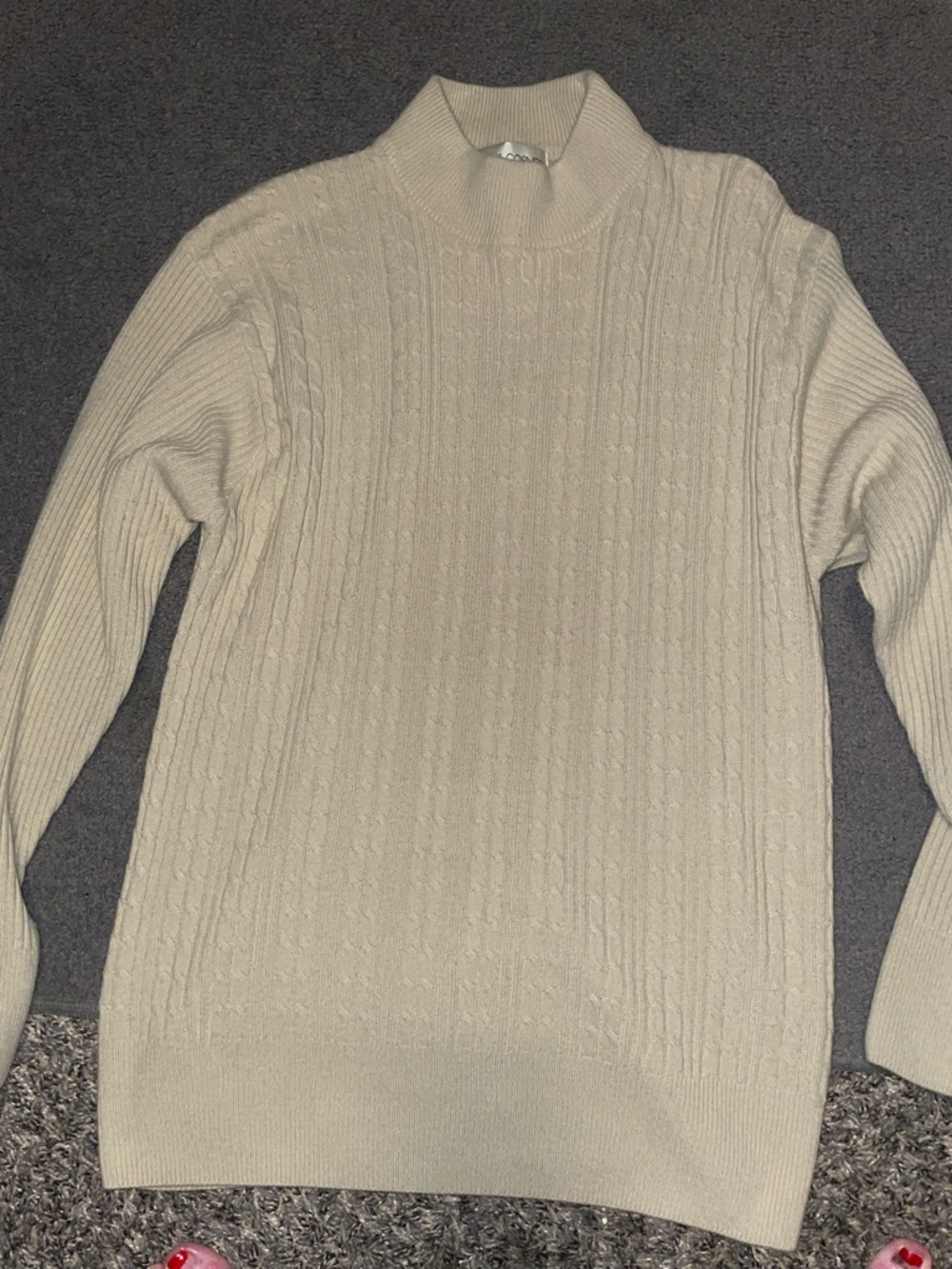 Woman’s Cream Cable Knit Mock Neck Sweater